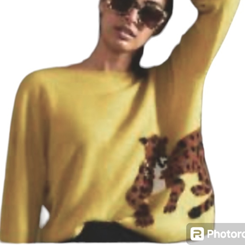 Meave Anthropologie 💯 Cashmere Intarsia Pullover Style Sweater Size S